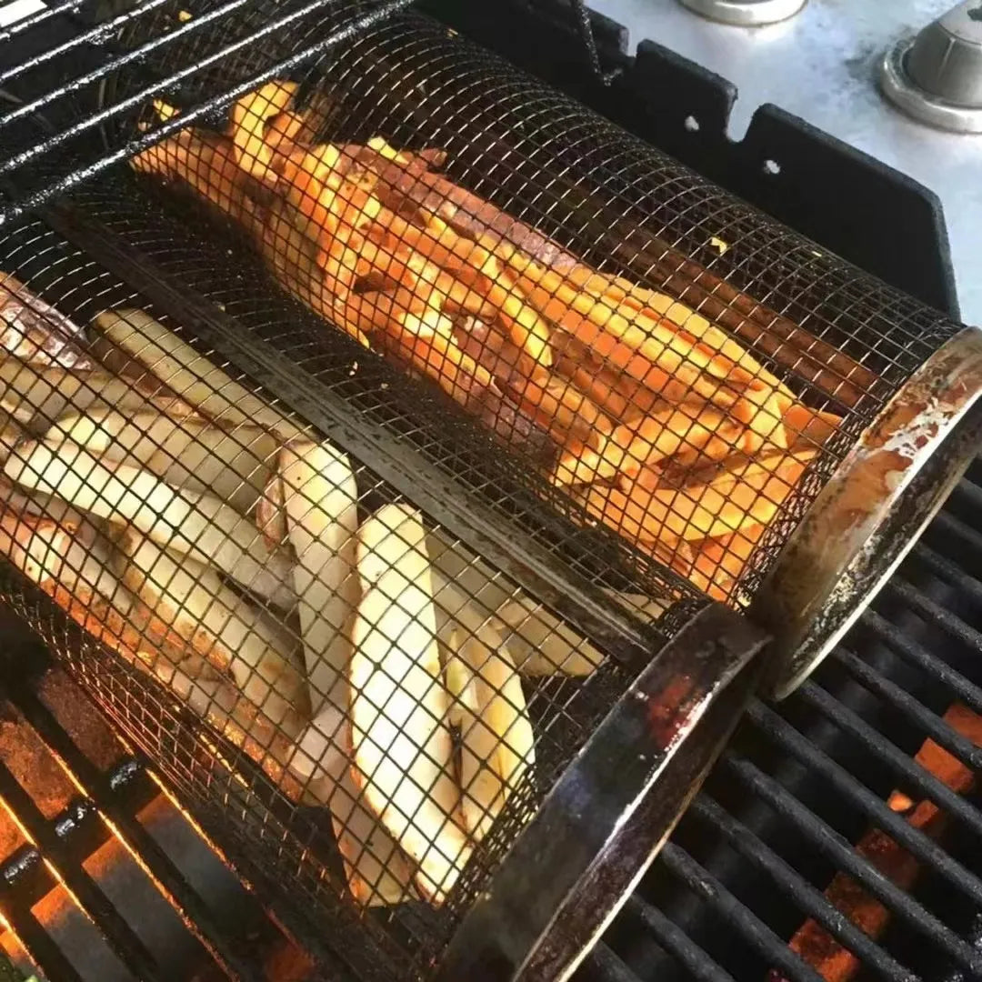 🔥Summer Hot Sale-BBQ outdoor grill net / Barbecue stainless steel wire mesh cylinder