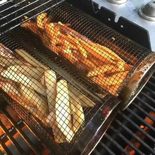 🔥Summer Hot Sale-BBQ outdoor grill net / Barbecue stainless steel wire mesh cylinder